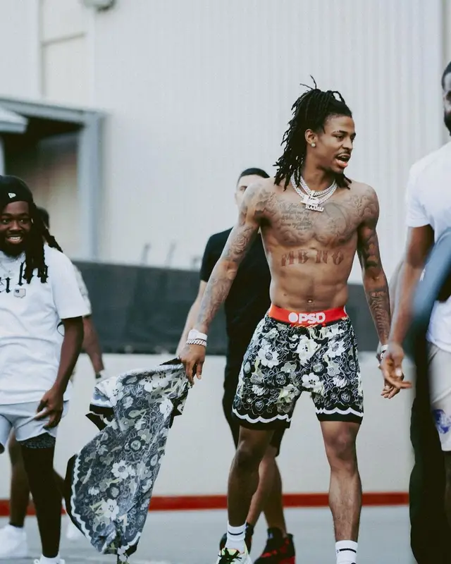 Ja Morant outfit in Amiri and Dior, 2022
