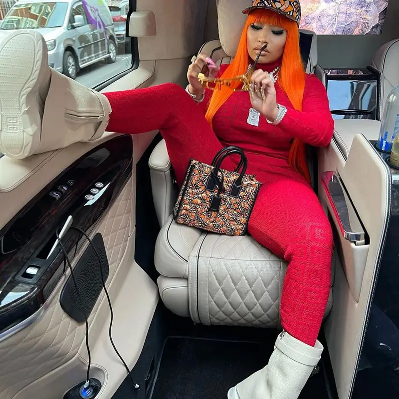 Nicki Minaj outfit in Givenchy and Burberry, 2022