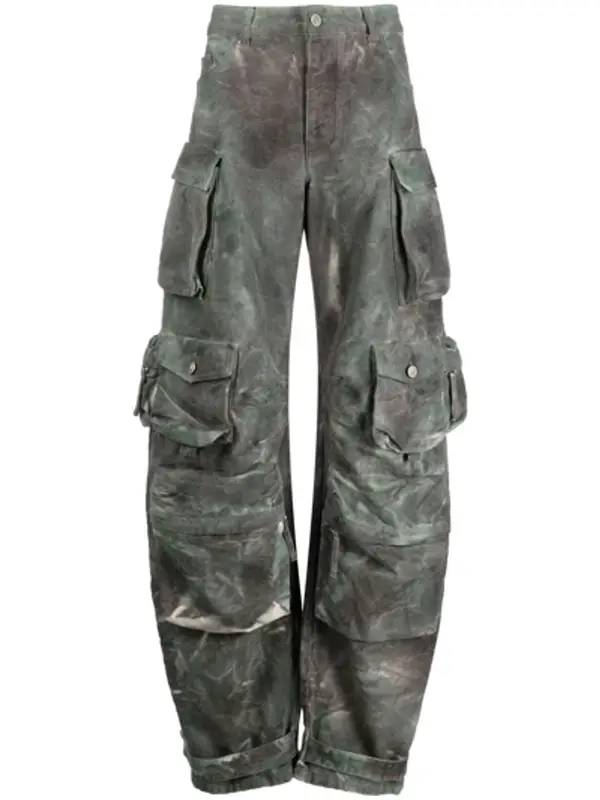 The Attico Fern Printed Cotton Canvas Cargo Pants $1185