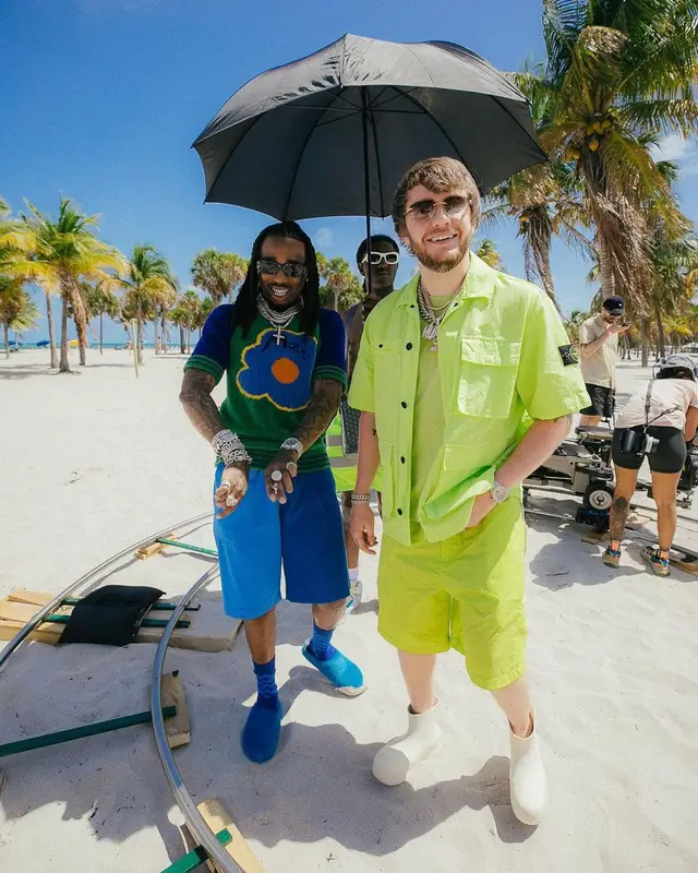 Murda Beatz outfit in Stone Island, Bottega Veneta, and Cartier, 2022