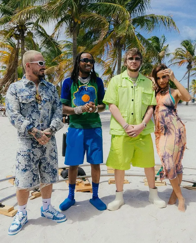 J Balvin outfit in Louis Vuitton, Balenciaga, and Nike, 2022