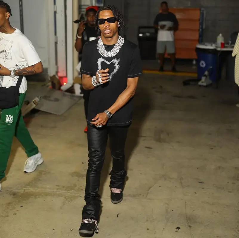 Lil Baby outfit in Saint Laurent, Nyrva, and Lanvin, 2022