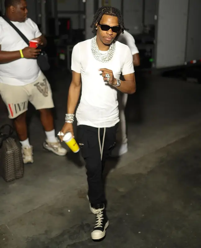 Lil Baby outfit in Rick Owens, 2022