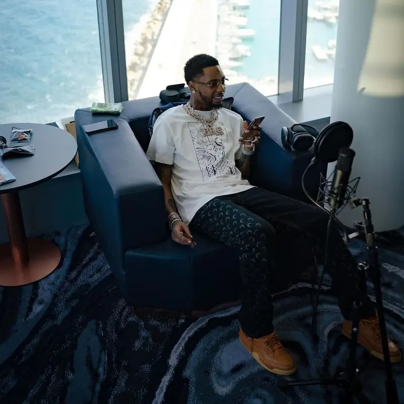 Key Glock outfit in Marine Serre, Jordan, and Cartier, 2022