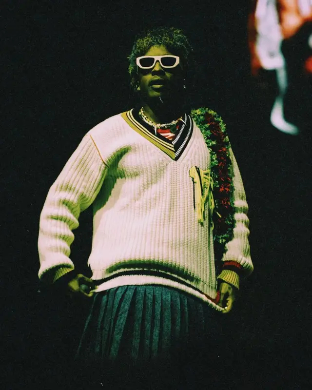 ASAP Rocky outfit in Lacoste, Chopova Lowena, and Gucci, 2022