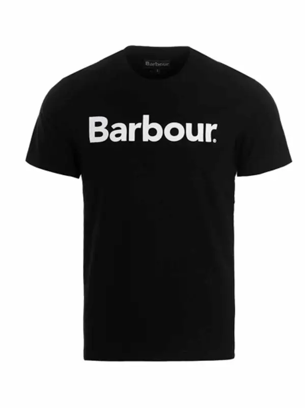 Barbour Logo Print Black Cotton T-Shirt $47