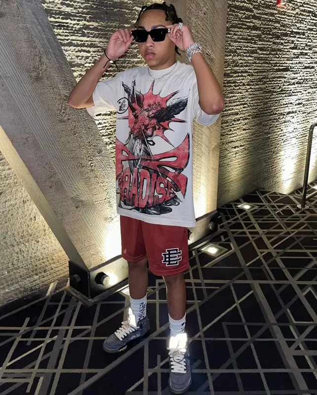 Stunna Gambino outfit in Eric Emanuel, Jordan, and Off-White, 2022