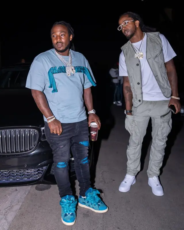Mozzy outfit in Lanvin and Amiri, 2022