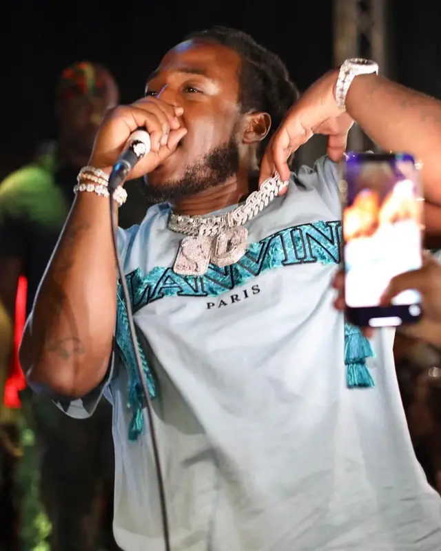 Mozzy outfit in Lanvin and Amiri, 2022