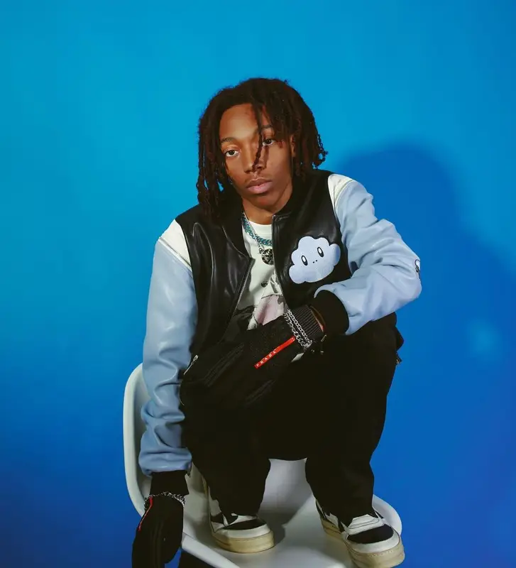 Lil Tecca outfit in Daze In Blue, Rick Owens, and Prada, 2022
