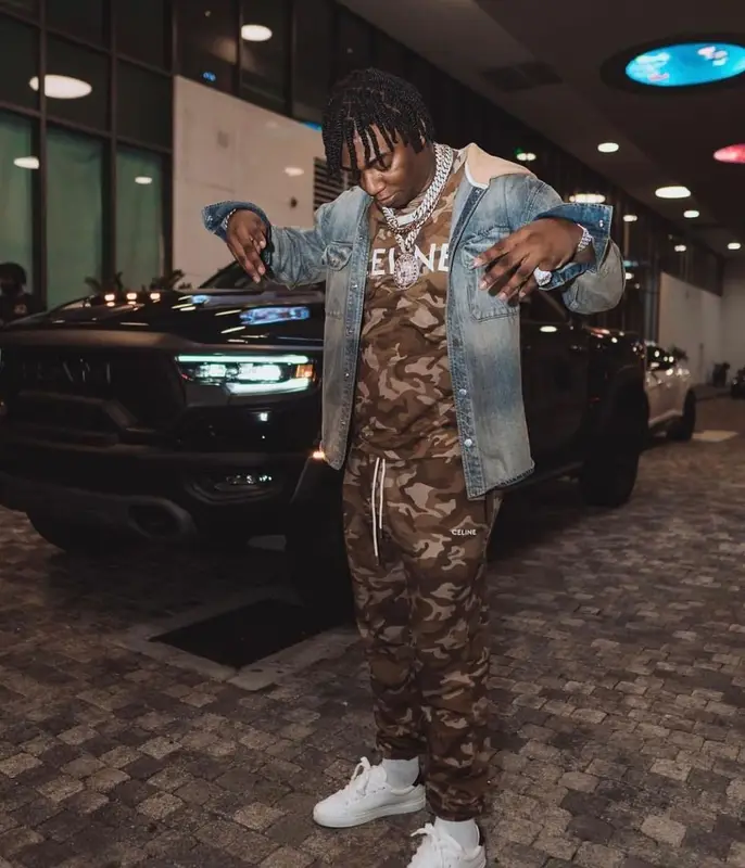 Fredo Bang outfit in Amiri and Celine, 2022
