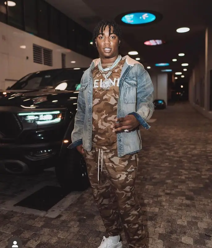 Fredo Bang outfit in Amiri and Celine, 2022