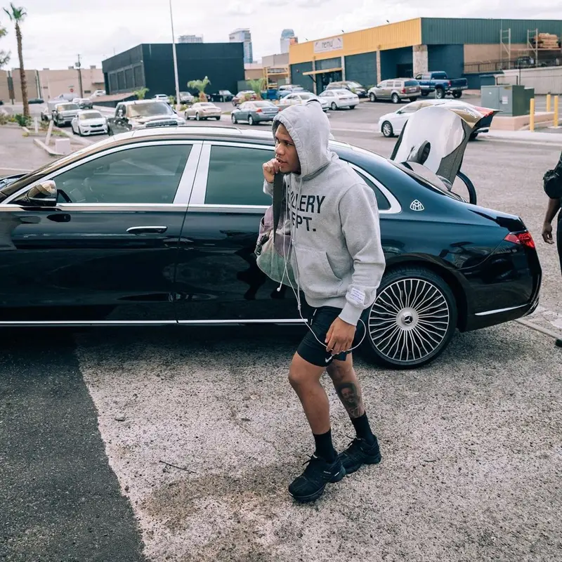 Devin Haney outfit in Balenciaga and Gallery Dept., 2022