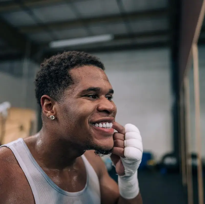 Devin Haney outfit in Barriers, Bottega Veneta, and Gallery Dept., 2022