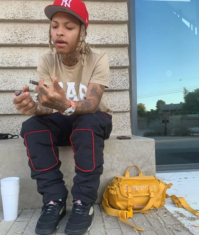 Lil Candy Paint outfit in Jordan, Supreme, and New Era, 2020