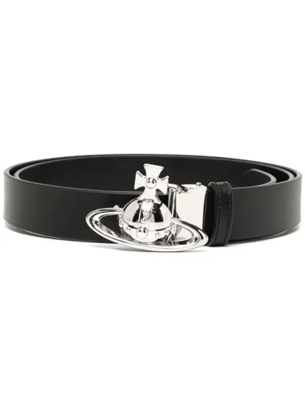Vivienne Westwood Orb Buckle Palladium Belt In Black $232