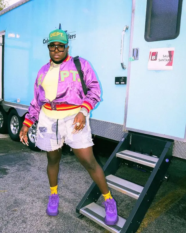 Saucy Santana outfit in Balenciaga, Louis Vuitton, and Gallery Dept., 2022