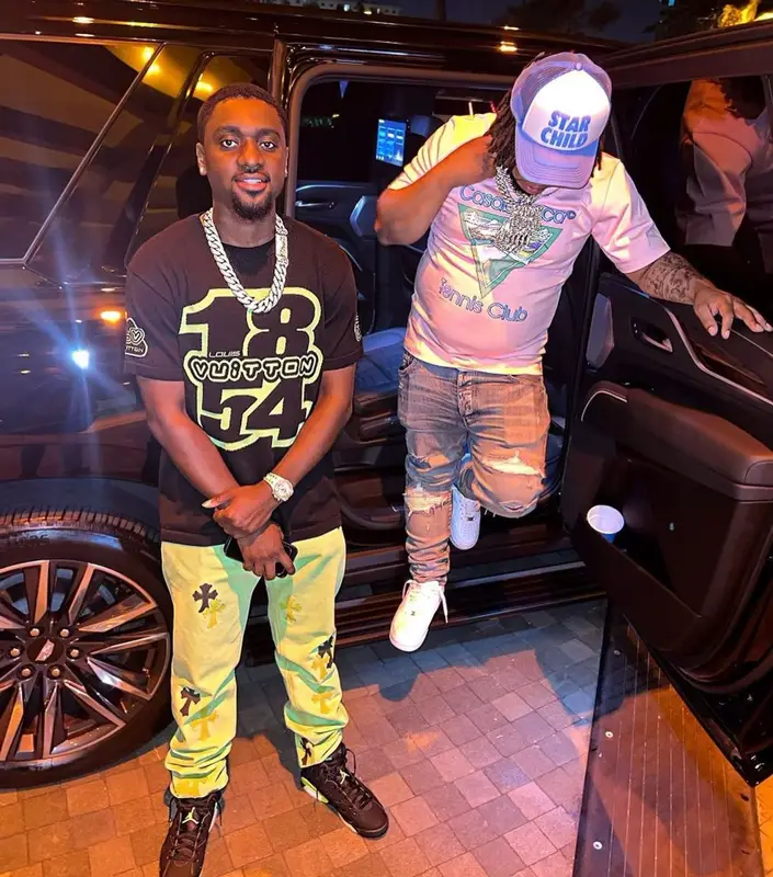 Don Q outfit in Casablanca, Amiri, and Nike, 2022