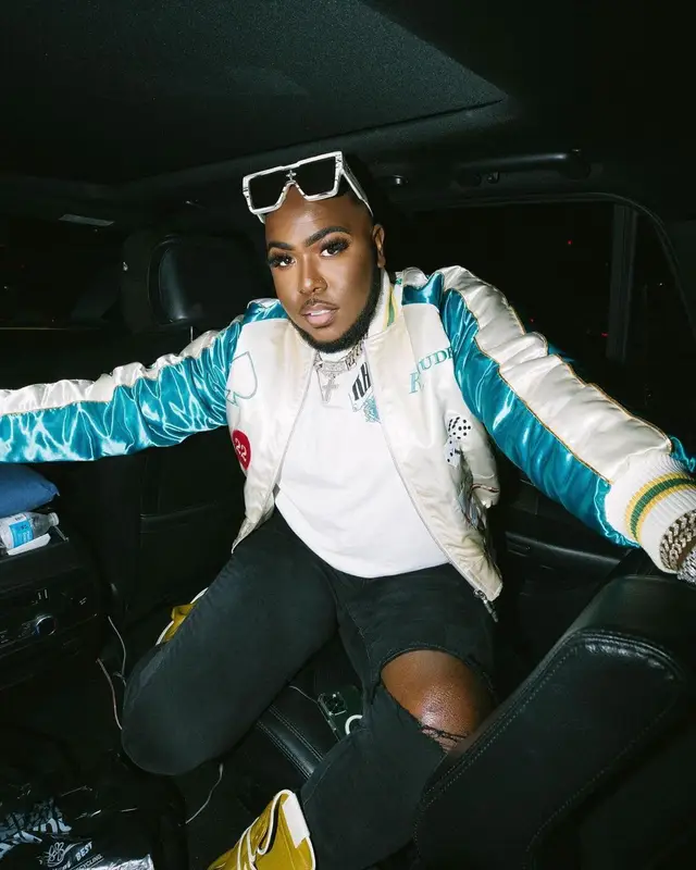 Saucy Santana outfit in Rhude, Rick Owens, and Louis Vuitton, 2022