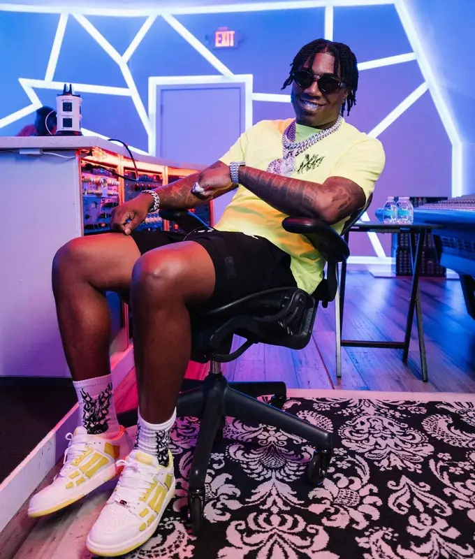 Fredo Bang outfit in Amiri and Nahmias, 2022