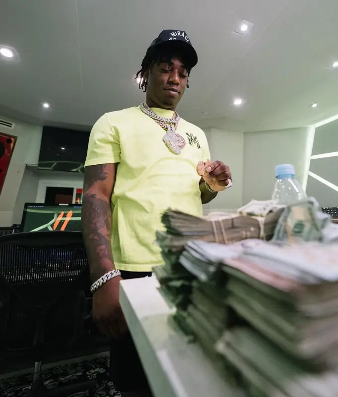 Fredo Bang outfit in Amiri and Nahmias, 2022