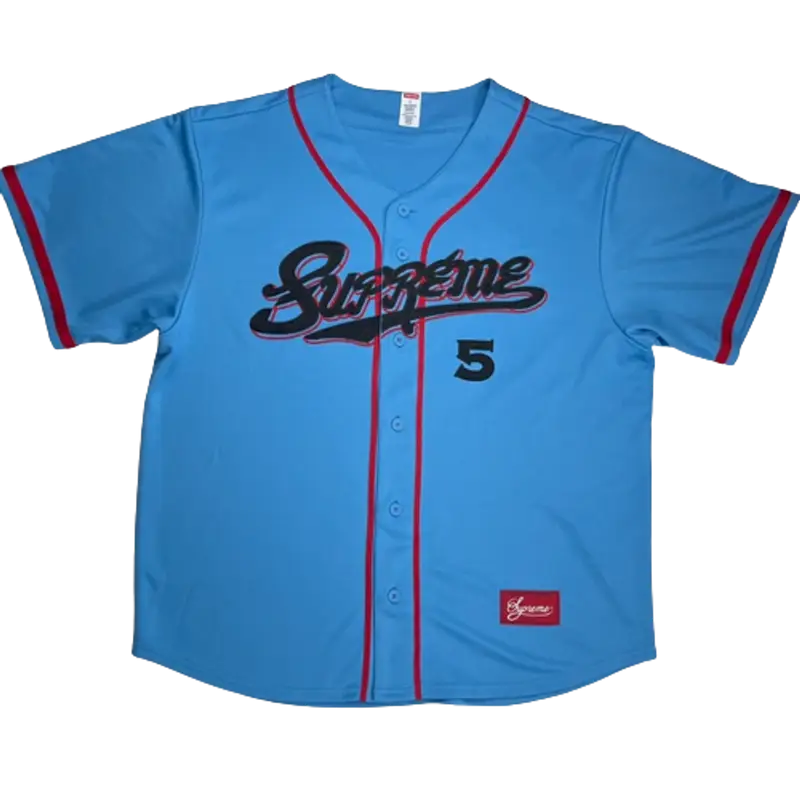 Brand Supreme Denim Baseball Jersey Blue HD Review from