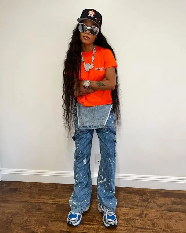 Coi Leray outfit in Balenciaga and New Era, 2022
