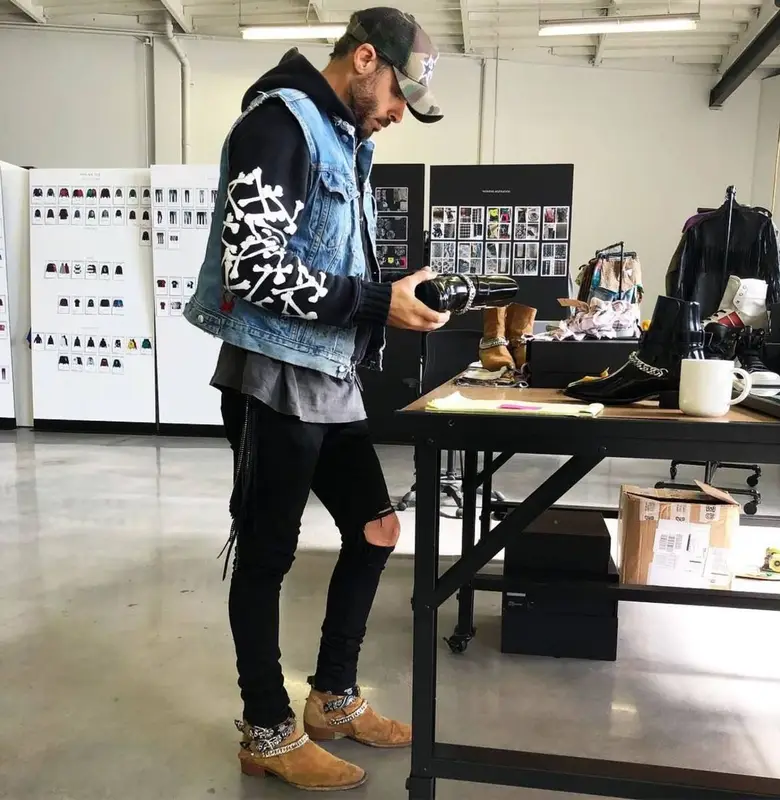 Mike Amiri outfit in Grateful Dead and Amiri, 2020