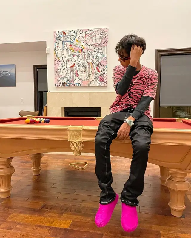 Yung Fazo outfit in Saint Laurent, Vivienne Westwood, and Louis Vuitton, 2022