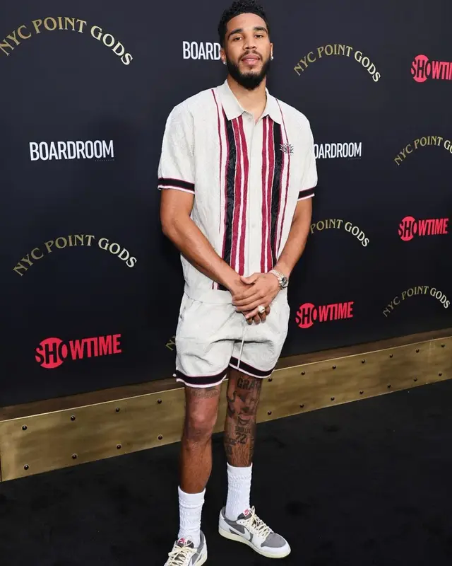 Jayson Tatum outfit in Twenty, Nike, and Travis Scott Merch, 2022