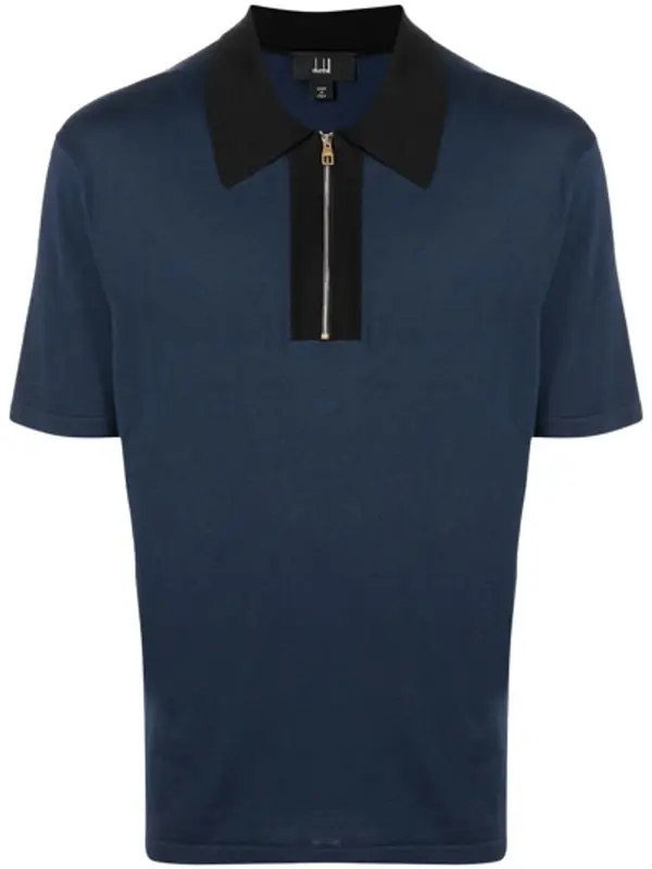 Dunhill Cotton Mulberry Silk Blend Half Zip Polo Shirt $606