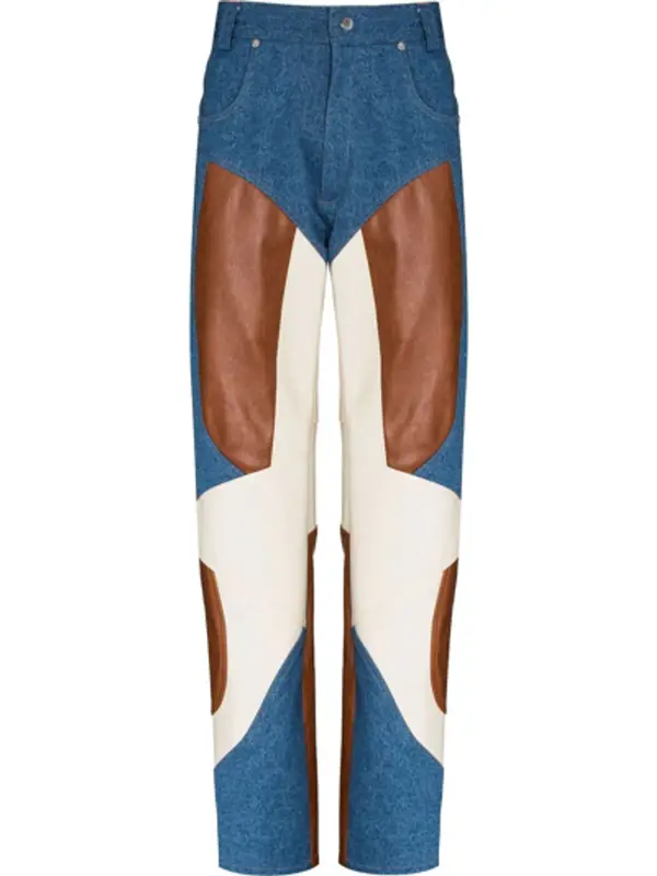 GmbH Blue Jun Patchwork Straight Leg Trousers $528