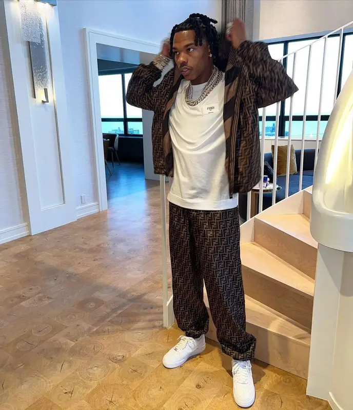 Lil Baby outfit in Fendi and Nike, 2022