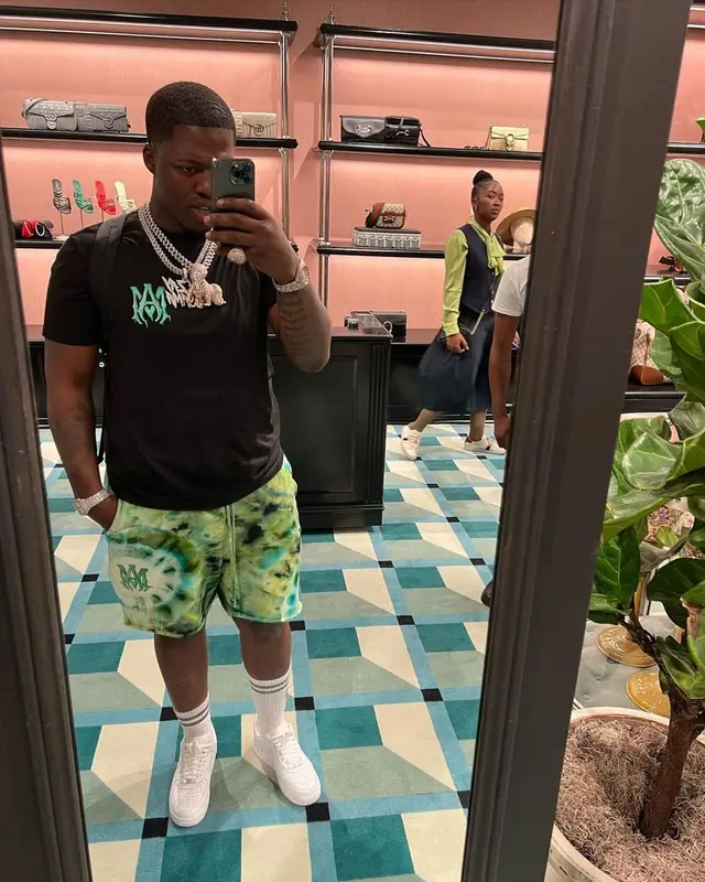 Lil Zay Osama outfit in Amiri and Nike, 2022