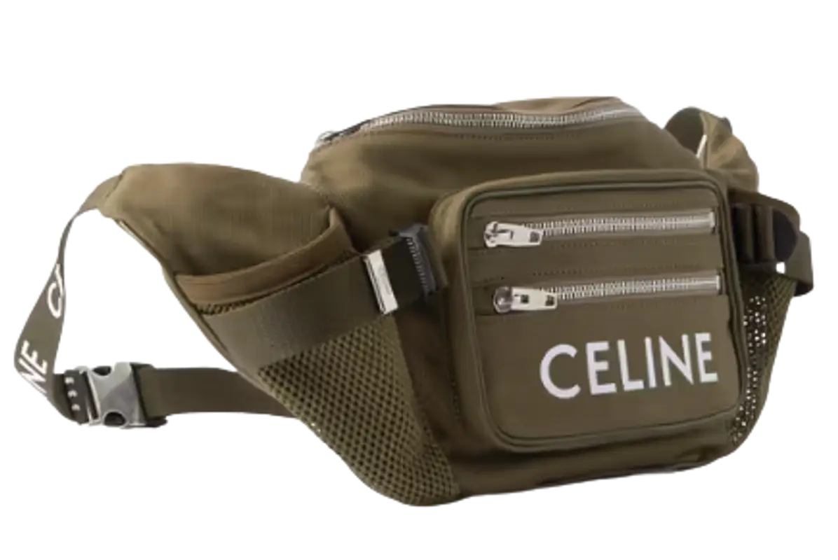 Celine Logo-Print Cotton-Gabardine and Mesh Belt Bag $1086