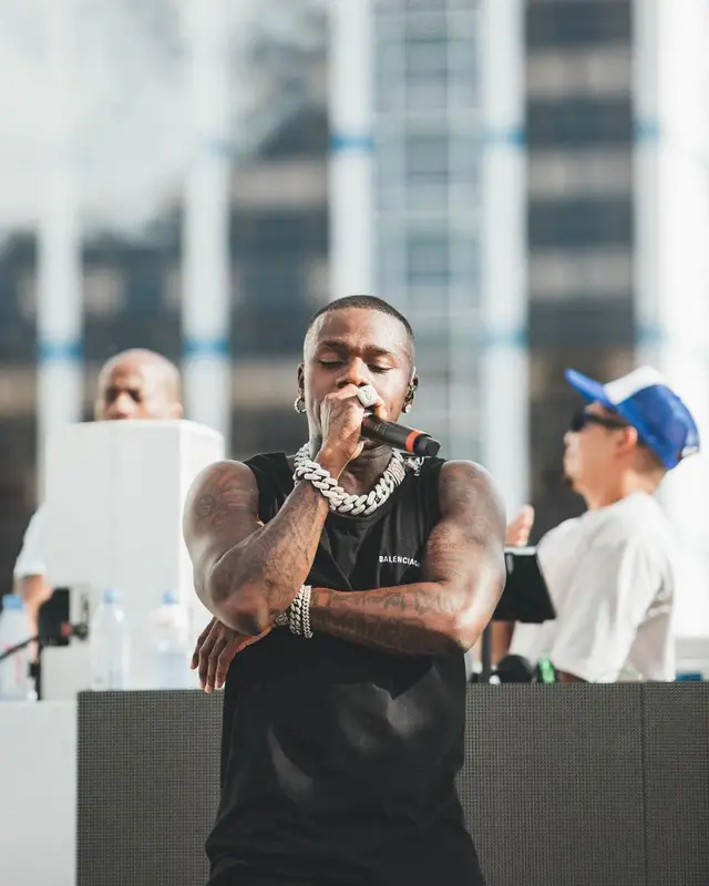 DaBaby outfit in Balenciaga, Louis Vuitton, and Amiri, 2022