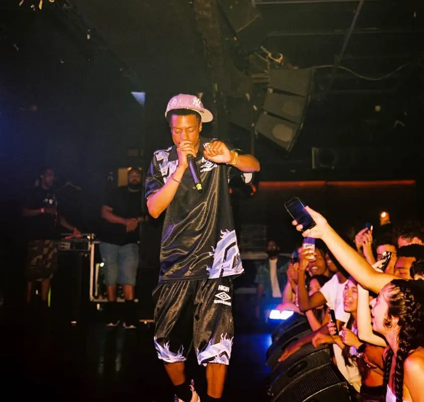Pierre Bourne outfit in Umbro, Loso NYC, and High Company, 2022