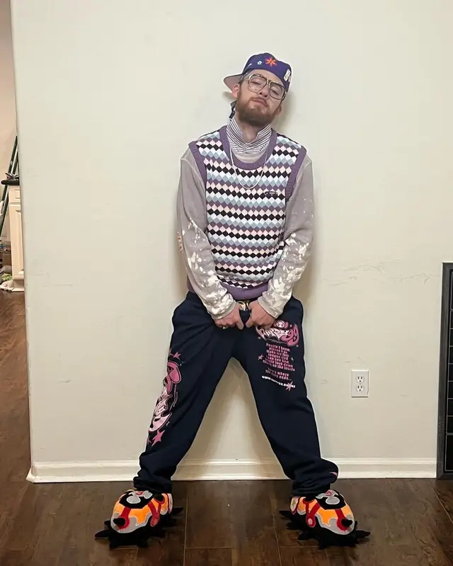 Angus Cloud outfit in Noon Goons, Eric Emanuel, and Happy99, 2022