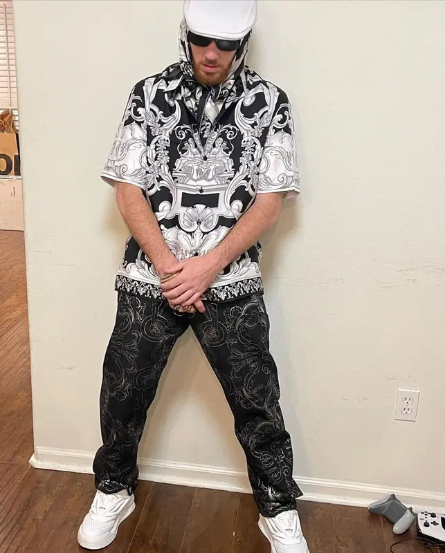 Angus Cloud outfit in Kangol and Versace, 2022