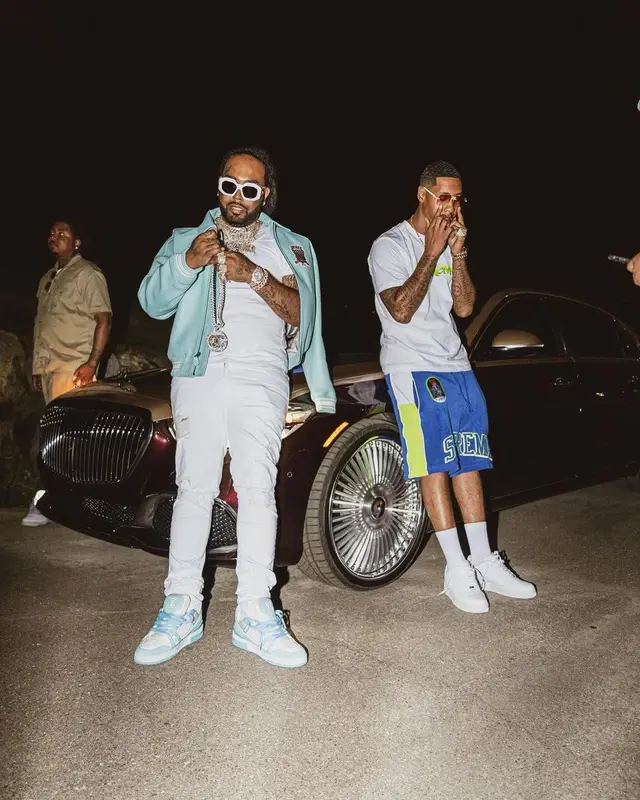 Icewear Vezzo outfit in Avirex, Louis Vuitton, and Versace, 2022