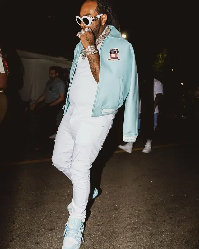 Icewear Vezzo outfit in Avirex, Louis Vuitton, and Versace, 2022