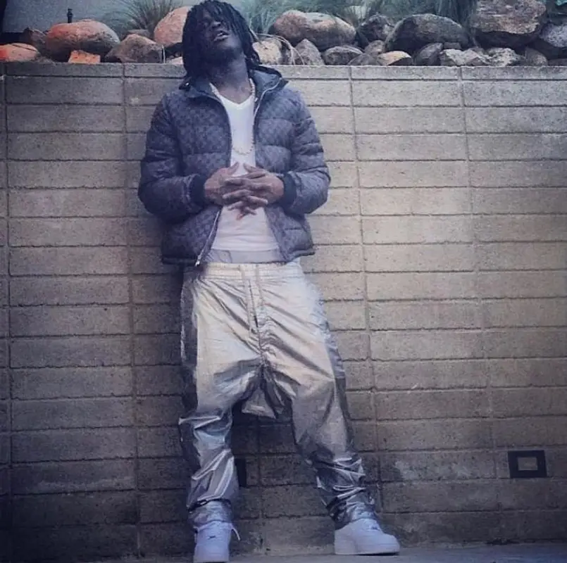 Chief Keef outfit in Louis Vuitton, Hanes, and Rick Owens, 2013