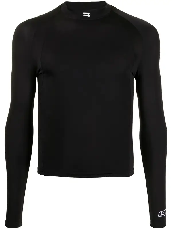 Balenciaga Fitted Long-sleeve High-neck Top Black $650