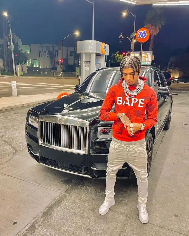 NLE Choppa outfit in Bape, Monfrere, and Nike, 2022