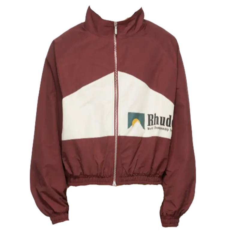 Rhude Burgundy And White Paneled Jacket $825