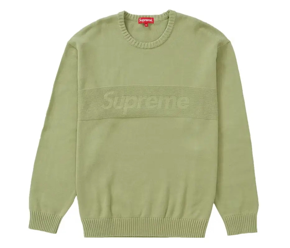 Supreme Tonal Paneled Sweater Dusty Green | WHAT'S ON THE STAR?