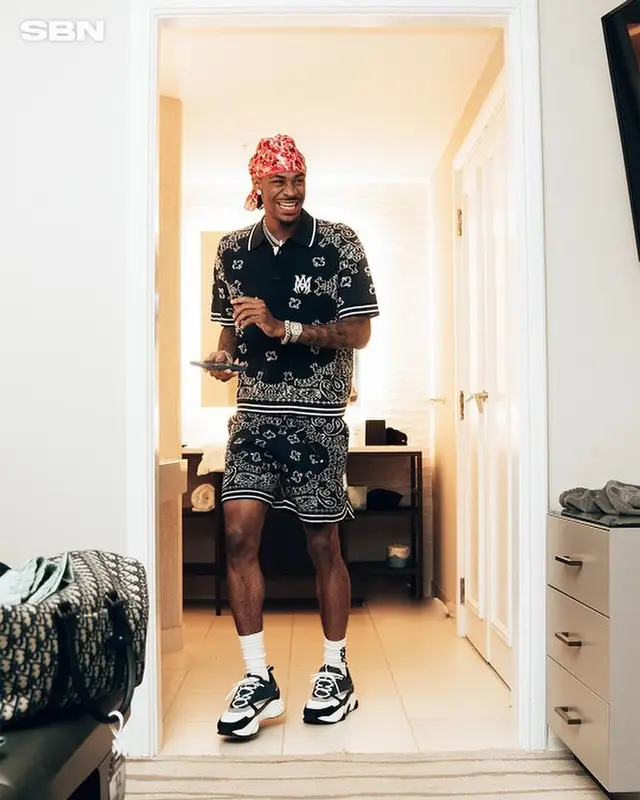 Ja Morant outfit in Amiri and Dior, 2022