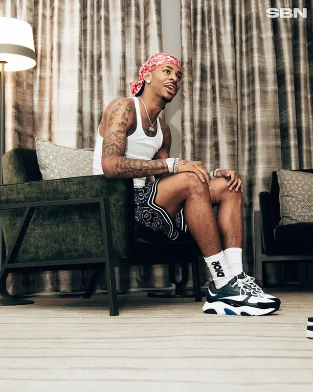 Ja Morant outfit in Amiri and Dior, 2022