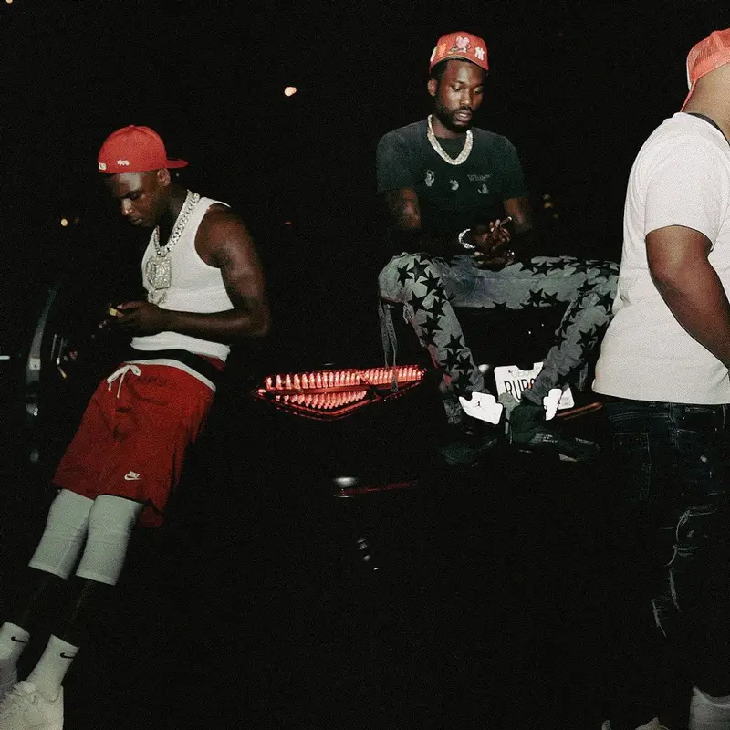Meek Mill outfit in Off-White, Amiri, and Chemist, 2022