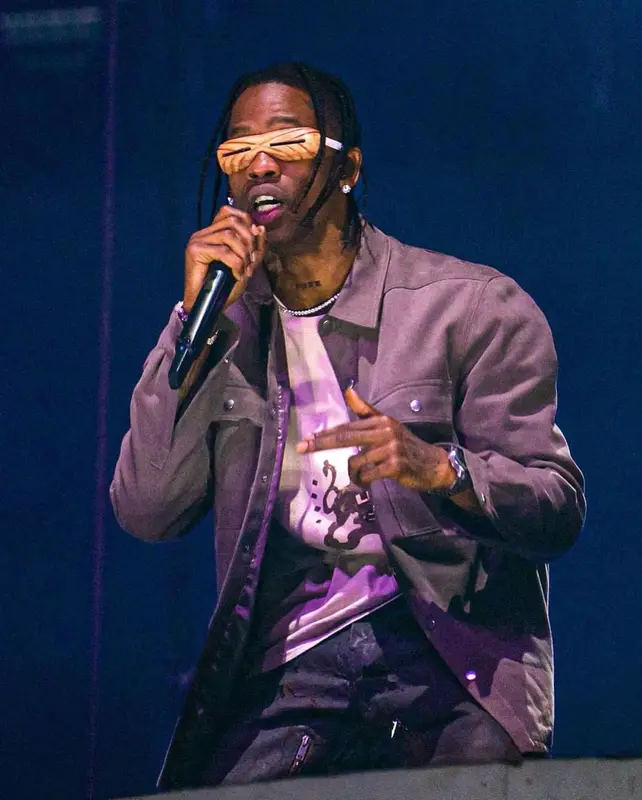 Travis Scott outfit in Rick Owens, Givenchy, and Bottega Veneta, 2022